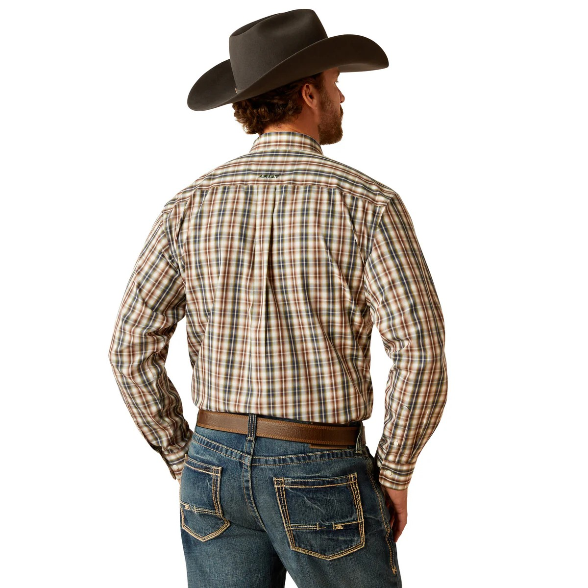 Ariat Men's Wrinkle Free Folk Classic Fit Long Sleeve Shirt - Brown