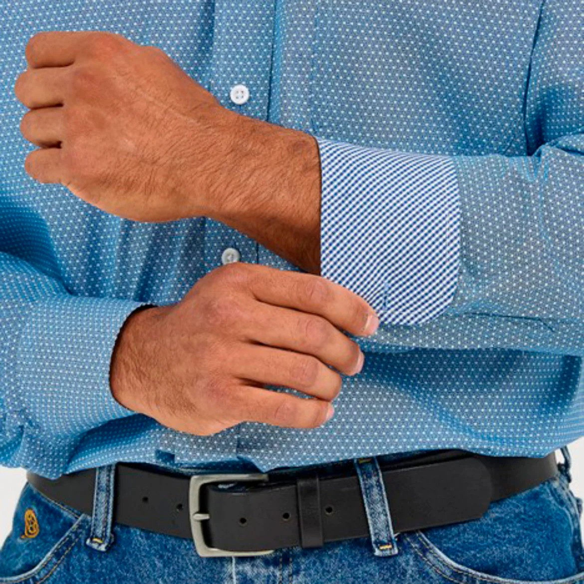 Wrangler Men's George Strait Collection Long Sleeve Shirt - Blue