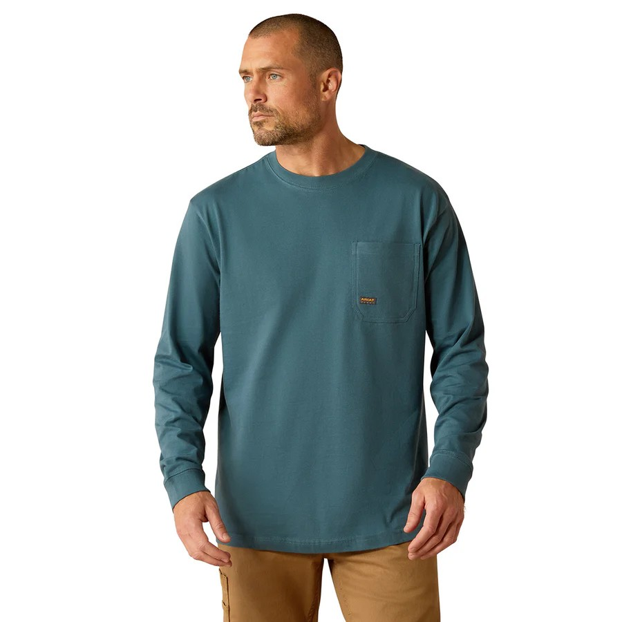 Ariat Men's Rebar Cotton Strong Chainsaw Long Sleeve Shirt - Stargazer/Smoke Blue