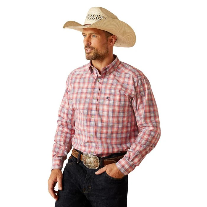 Ariat Men's  Long Sleeve Pro Series Darvey Classic Fit Shirt - Hibiscus