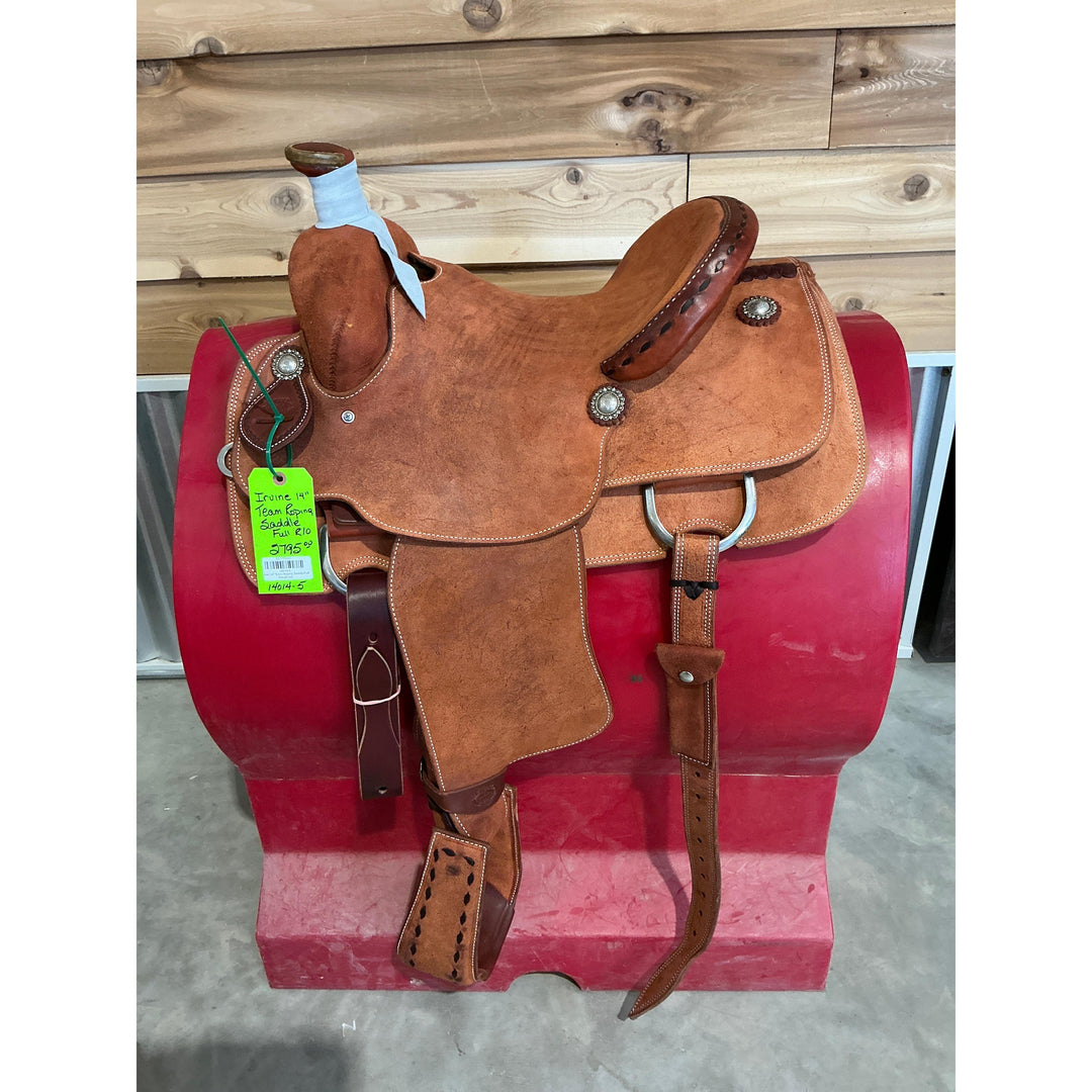 Irvine 14" Team Roping Saddle-Full Rough out