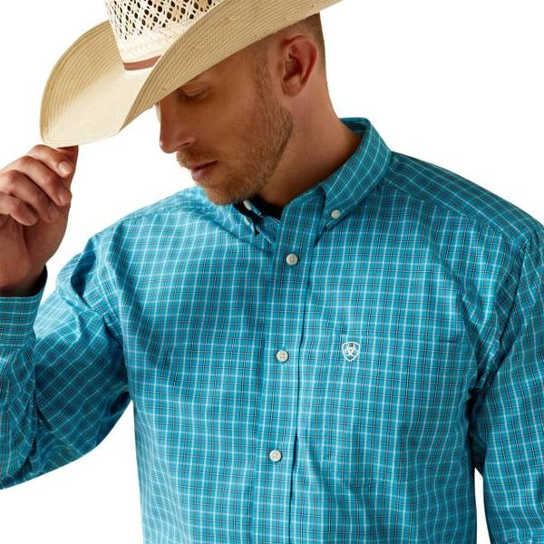 Ariat Men's Long Sleeve Pro Series Journey Classic Fit Shirt- Turquoise