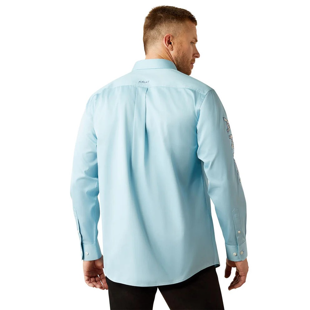 Ariat Men's Long Sleeve Team Logo Twill Classic Fit Shirt- Light Blue