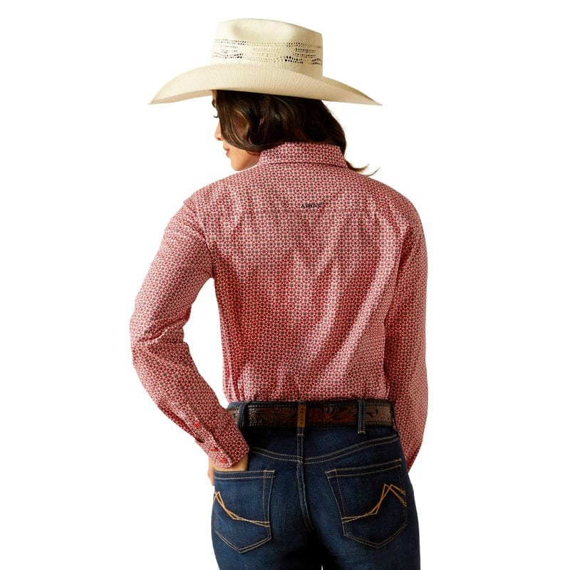 Ariat Women's Wrinkle Resist Kirby Stretch Shirt - Garnet Rose Geo