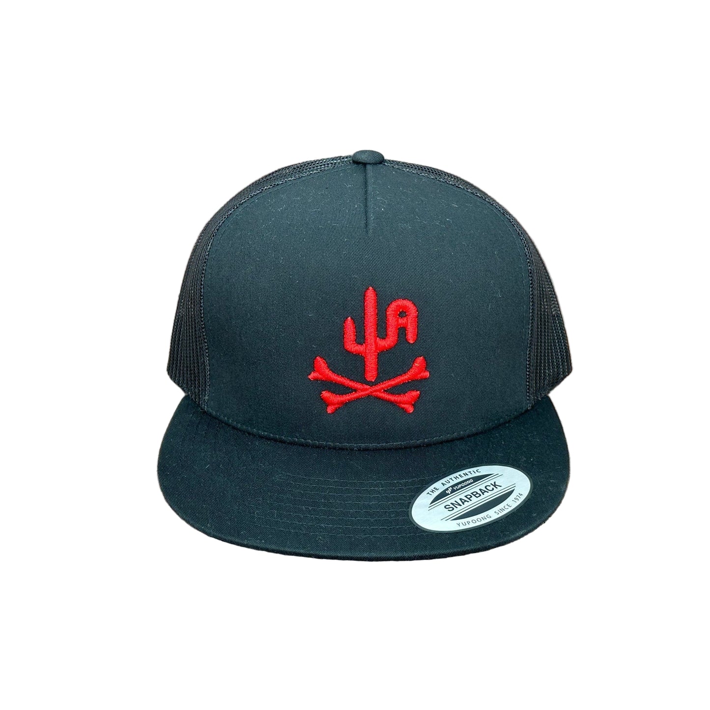Cactus Alley Bones Black Mesh Snapback Cap - Multiple Colours Stitching