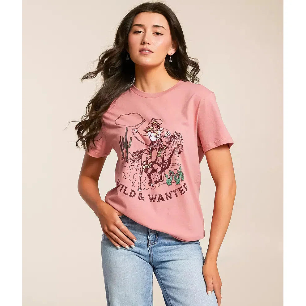 Ariat Women's Western Pulp Short Sleeve Tee Shirt- Dusty Rose