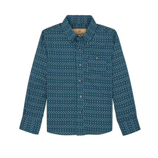 Wrangler Boy's Classic Long Sleeve Shirt - Blue