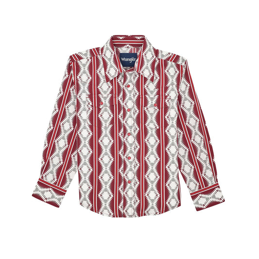 Wrangler Boy's Checotah Long Sleeve Shirt - Red Multi