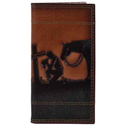 Justin Men's Leather Jr Rodeo Praying Cowboy Wallet