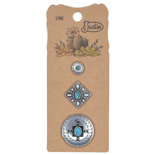 Justin Hat Pin 3 pack Small Concho