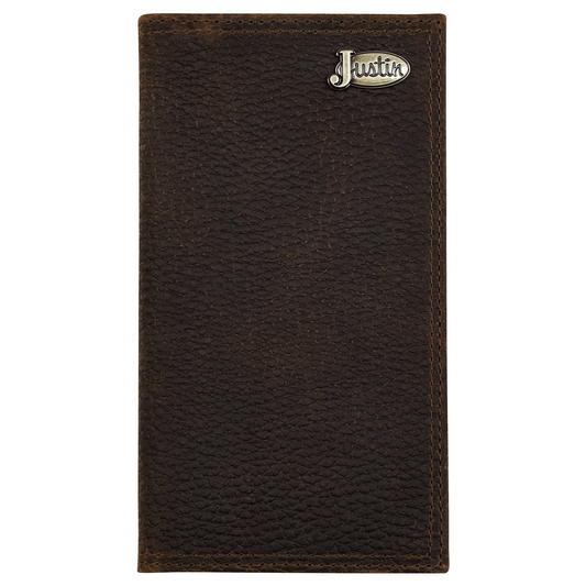 Justin Men's Genuine Textured Leather Oiled Brown Rodeo Wallet