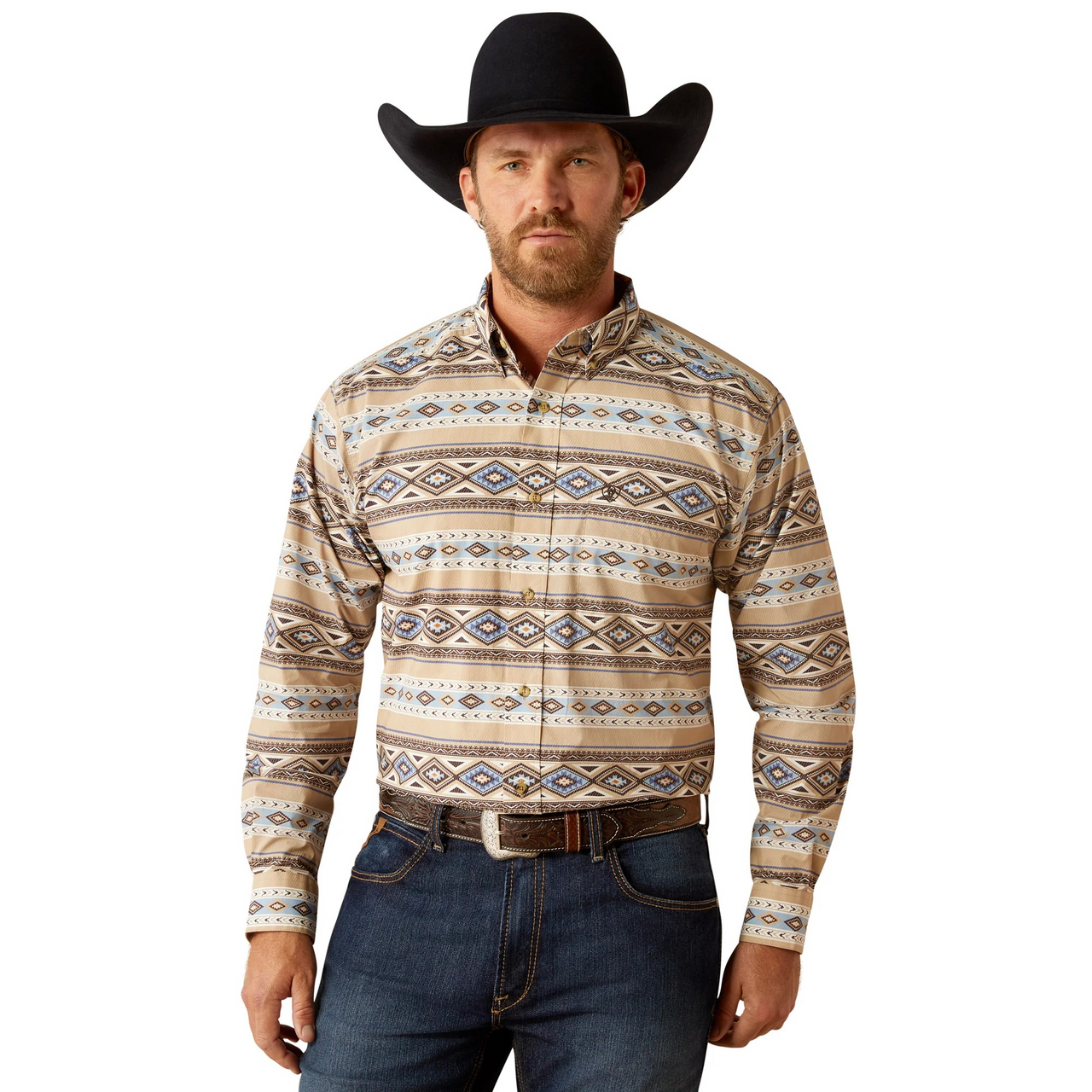 Ariat Men's Cory Classic Fit Long Sleeve Shirt- Brown