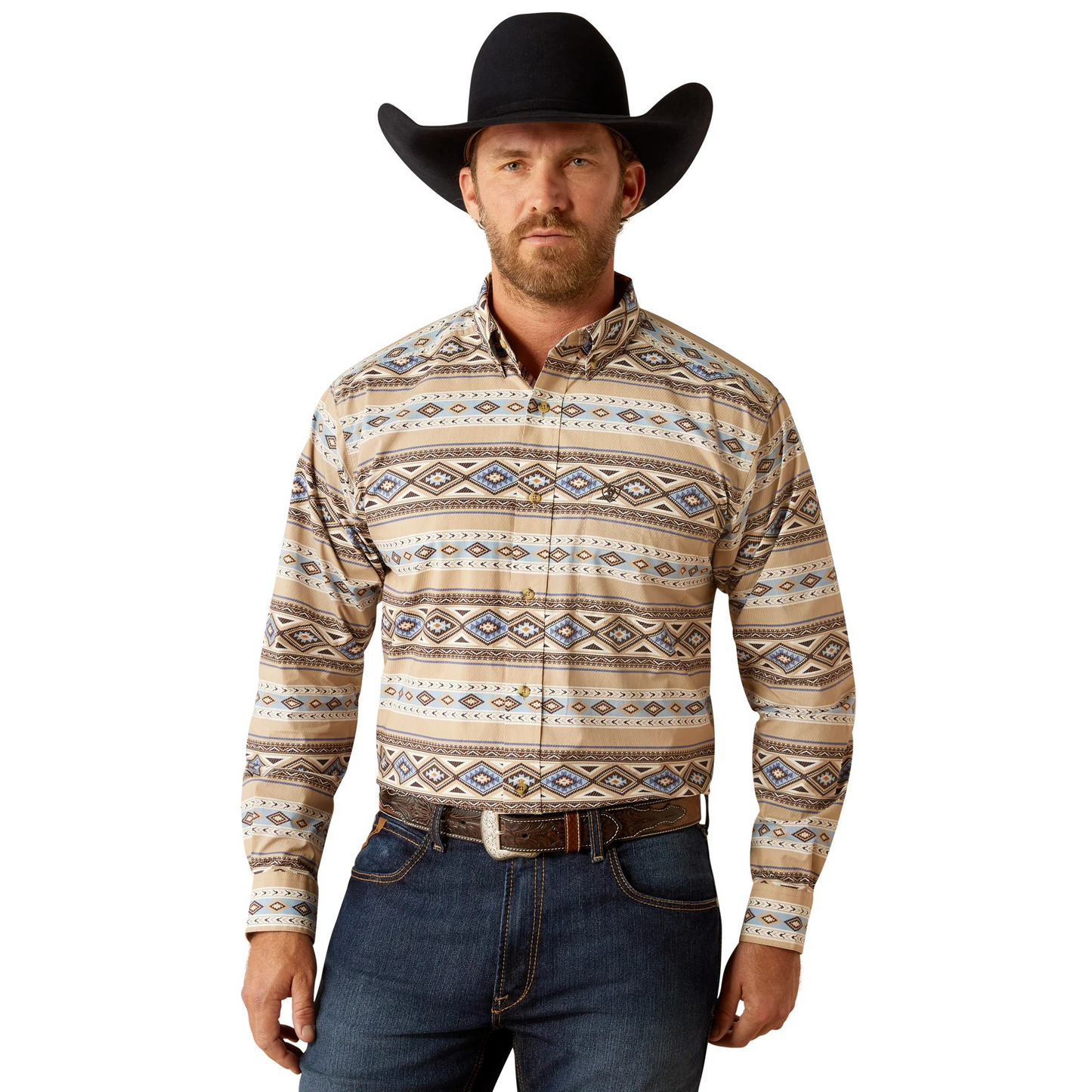 Ariat Men's Cory Classic Fit Long Sleeve Shirt- Brown