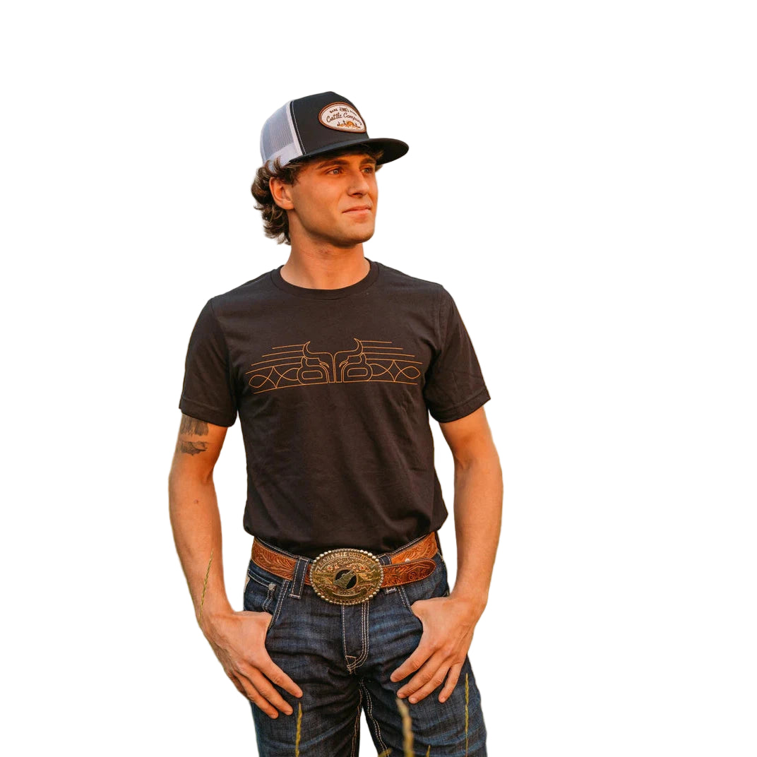 Baredown Brand Unisex Bootstitch Logo T-Shirt - Black with Copper