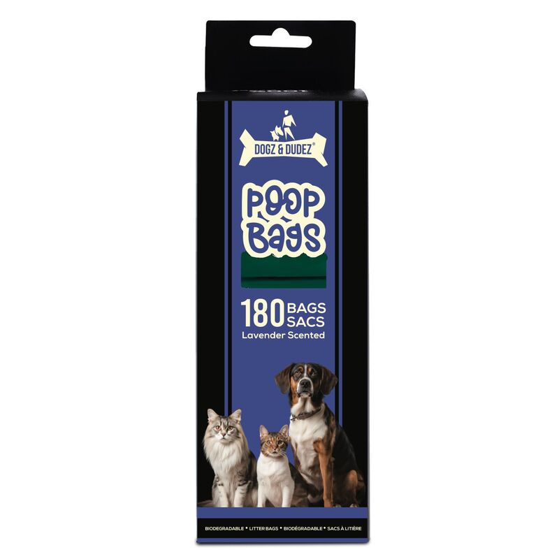 Poop Bags-Unscented Biodegradable - 12 Rolls - 180 Bags