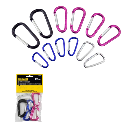 12PC Aluminum Carbiner Set