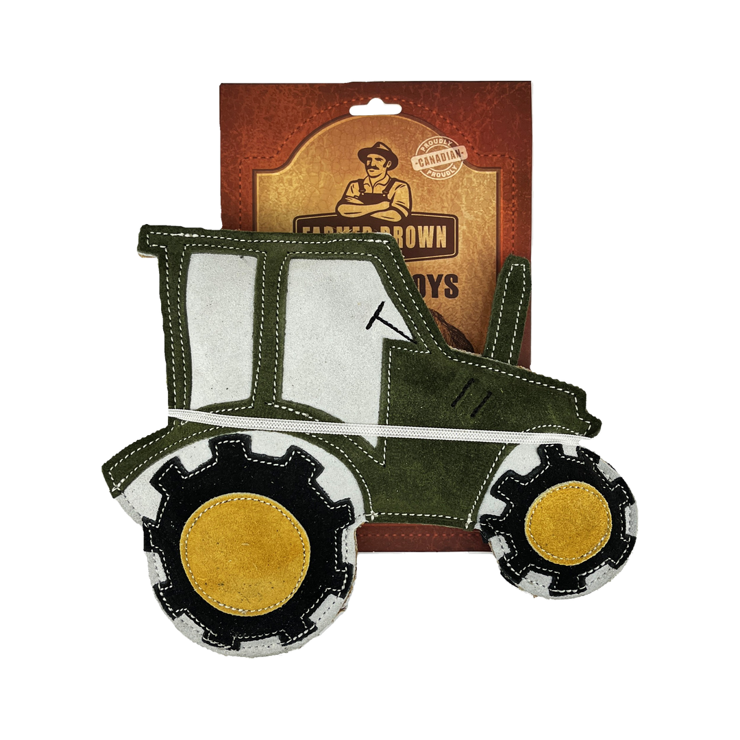 Farmer Brown Suede Pet Toys-Reversible Green Tractor