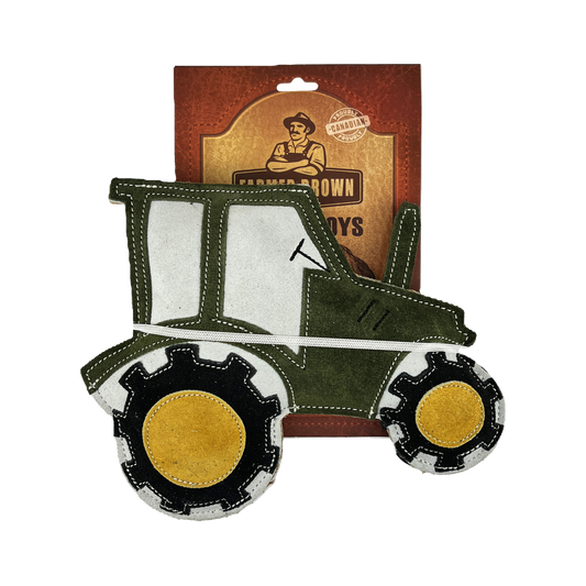 Farmer Brown Suede Pet Toys-Reversible Green Tractor