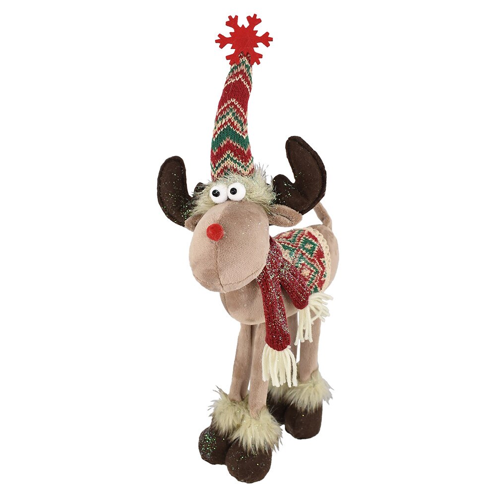 Christmas Plush Reindeer 15" W/ Santa Hat