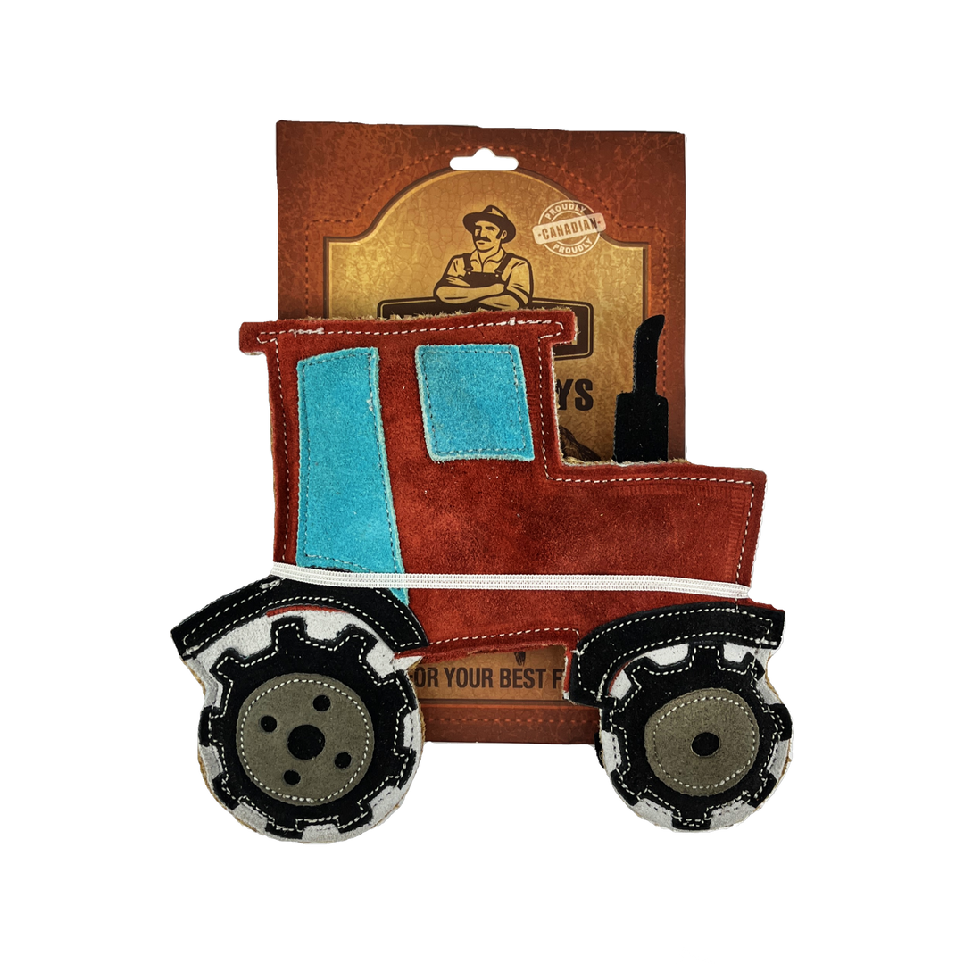 Farmer Brown Suede Pet Toys - Reversible Red Tractor