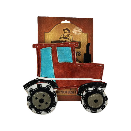 Farmer Brown Suede Pet Toys - Reversible Red Tractor