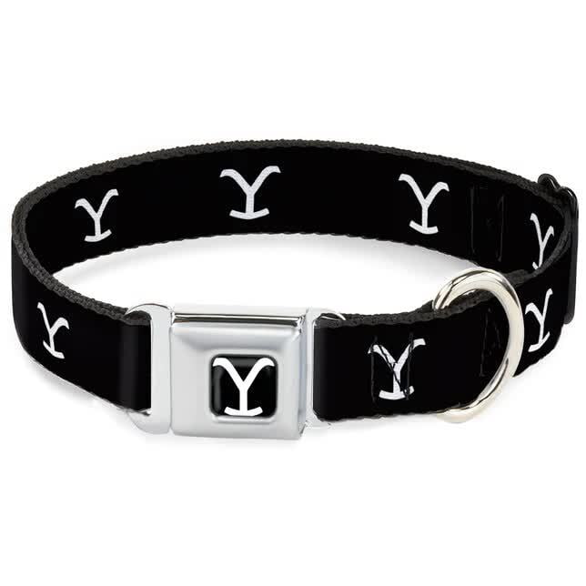 Buckle Down Dog Collar - Yellowstone Y Logo Black White - Large