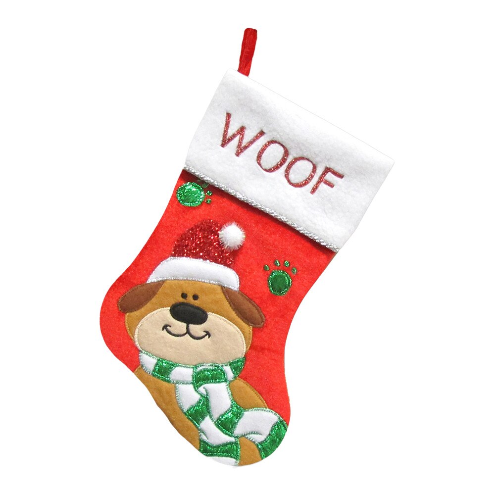 Christmas Stocking 13" Dog-WOOF
