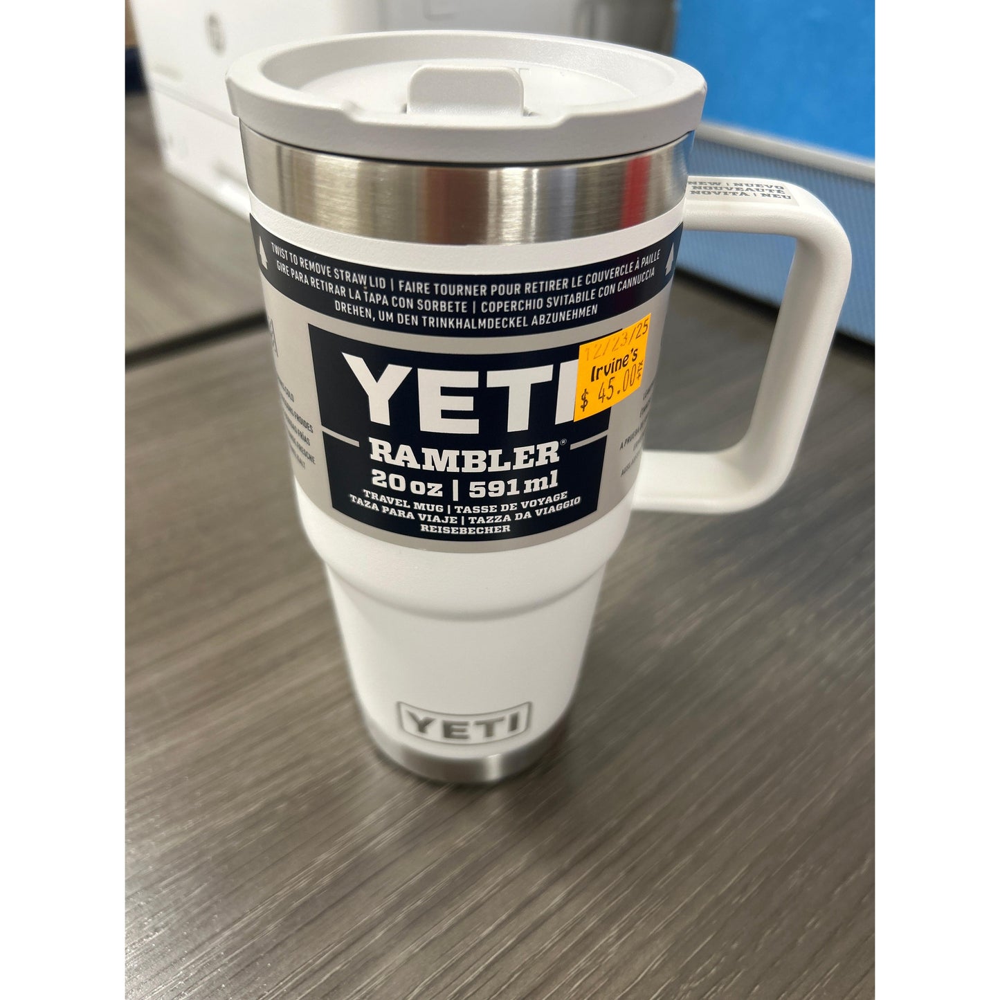 Yeti Rambler 591ml Rambler Travel Mug w Straw - White