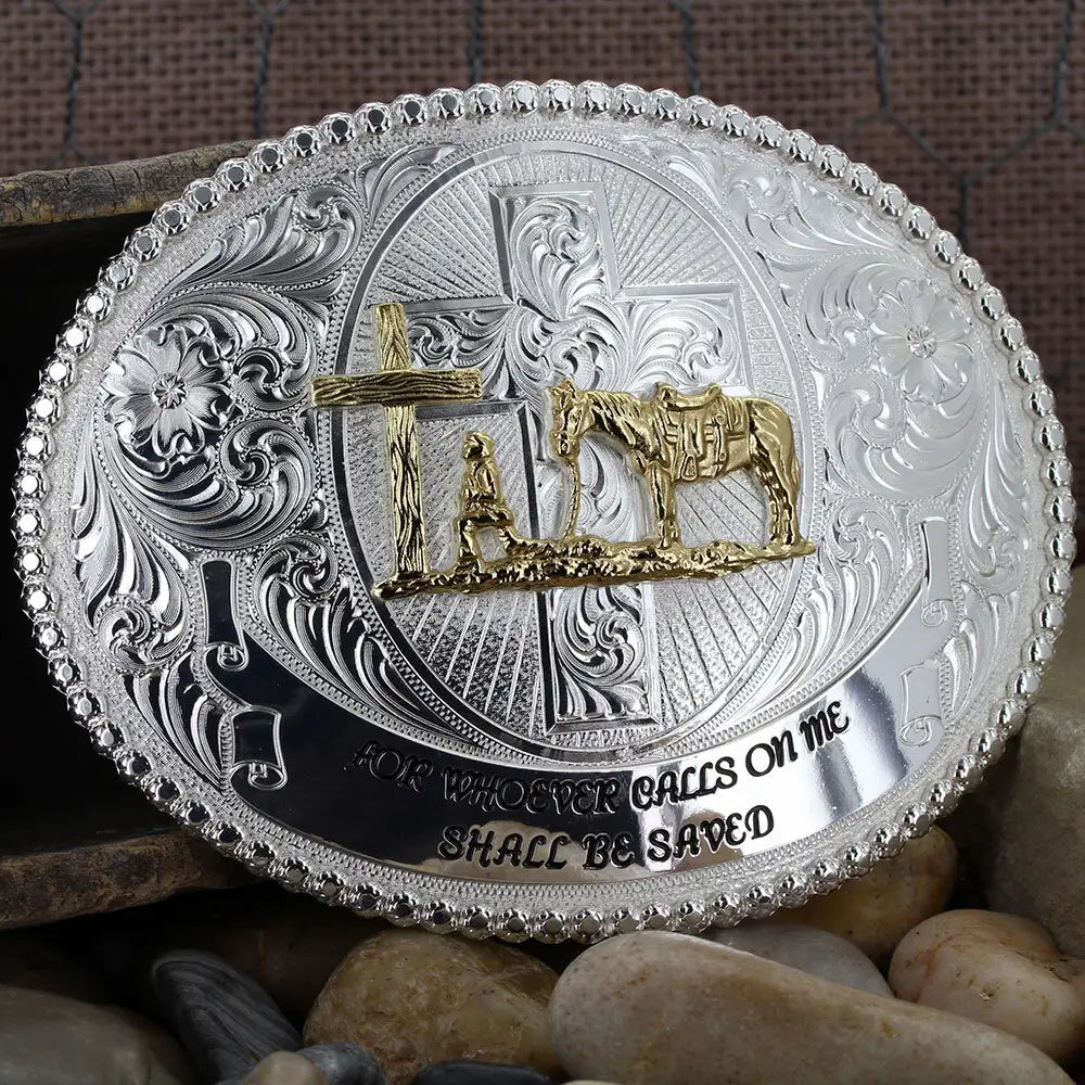 Montana Silversmiths Faith and Wisdom Western Belt Buckle with Christian Cowboy