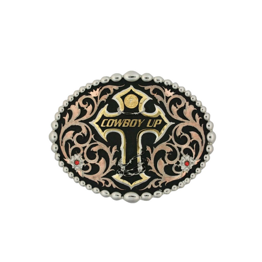 Montana Silversmiths Tri Color Cowboy Up Attitude Belt Buckle