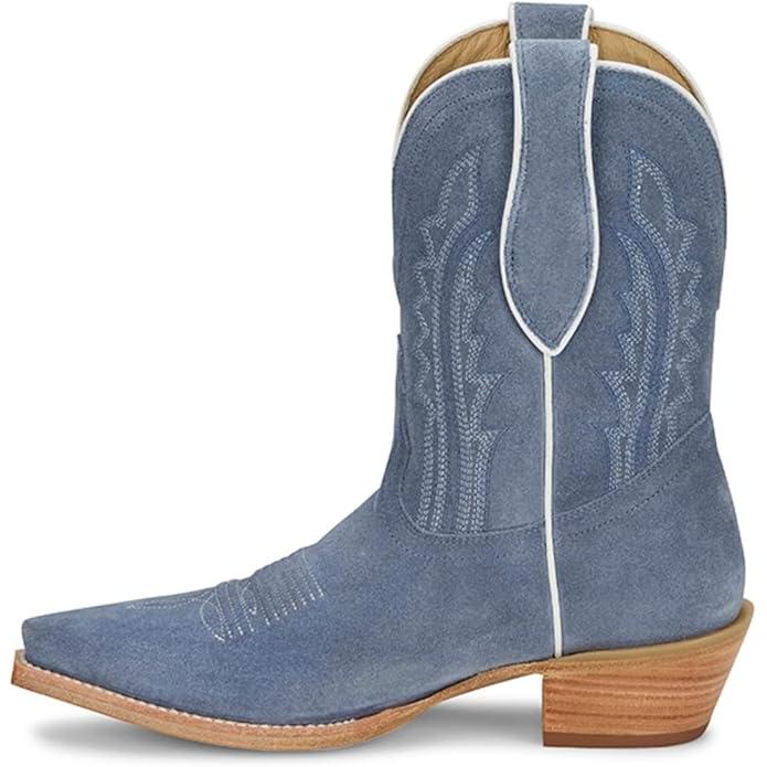 Tony Lama Women's Lea 9" Suede Western Boot- Cornflower