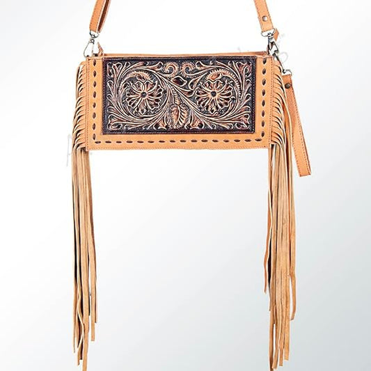 American Darling Leather Hand Tooled Women's Western Summer Bag Wallet