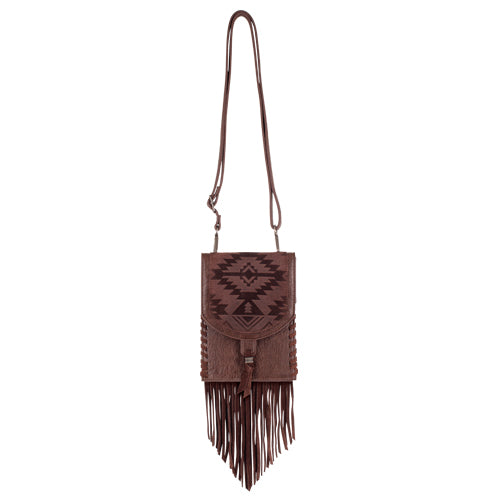 Catchfly Women's Dark Brown Saddlepouch with Aztec Design
