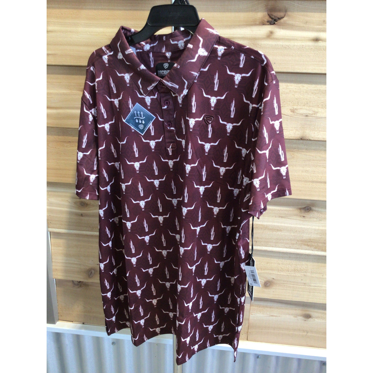 Rock & Roll Men's Longhorn Printed Polo - Maroon