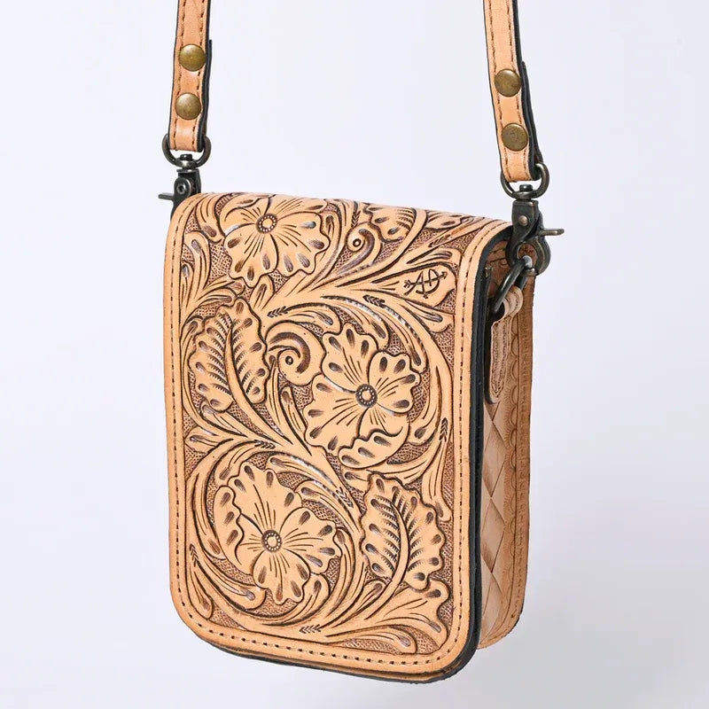 American Darling Hand Tooled Floral Leather Cell Phone Bag