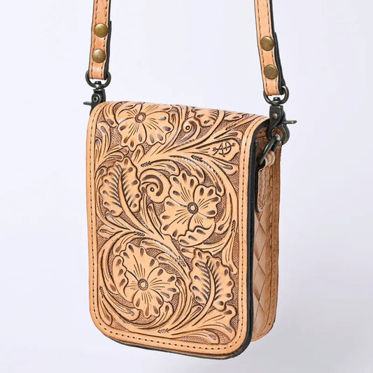 American Darling Hand Tooled Floral Leather Cell Phone Bag