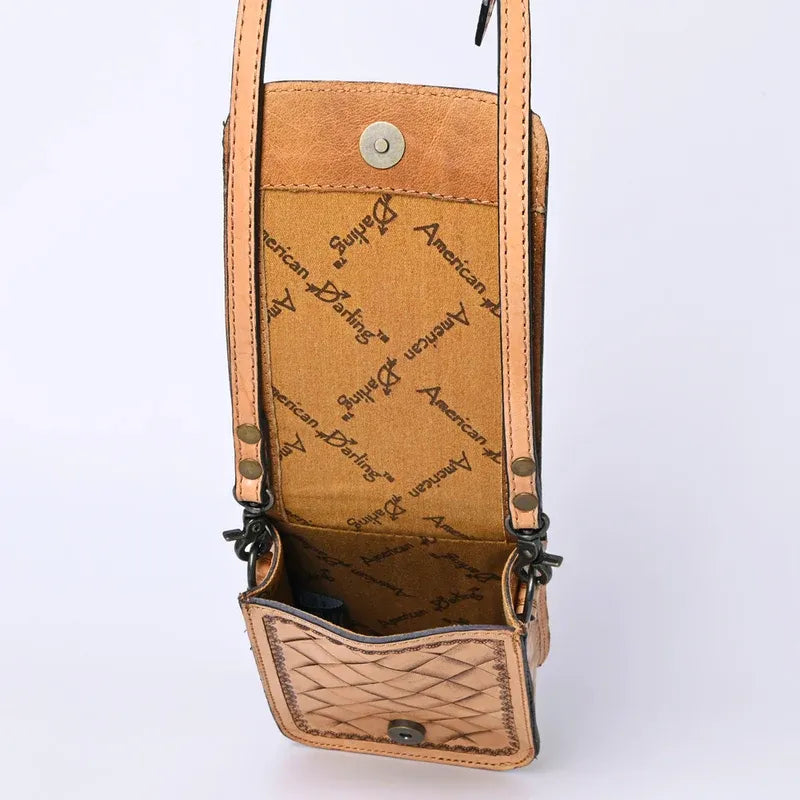 American Darling Hand Tooled Floral Leather Cell Phone Bag