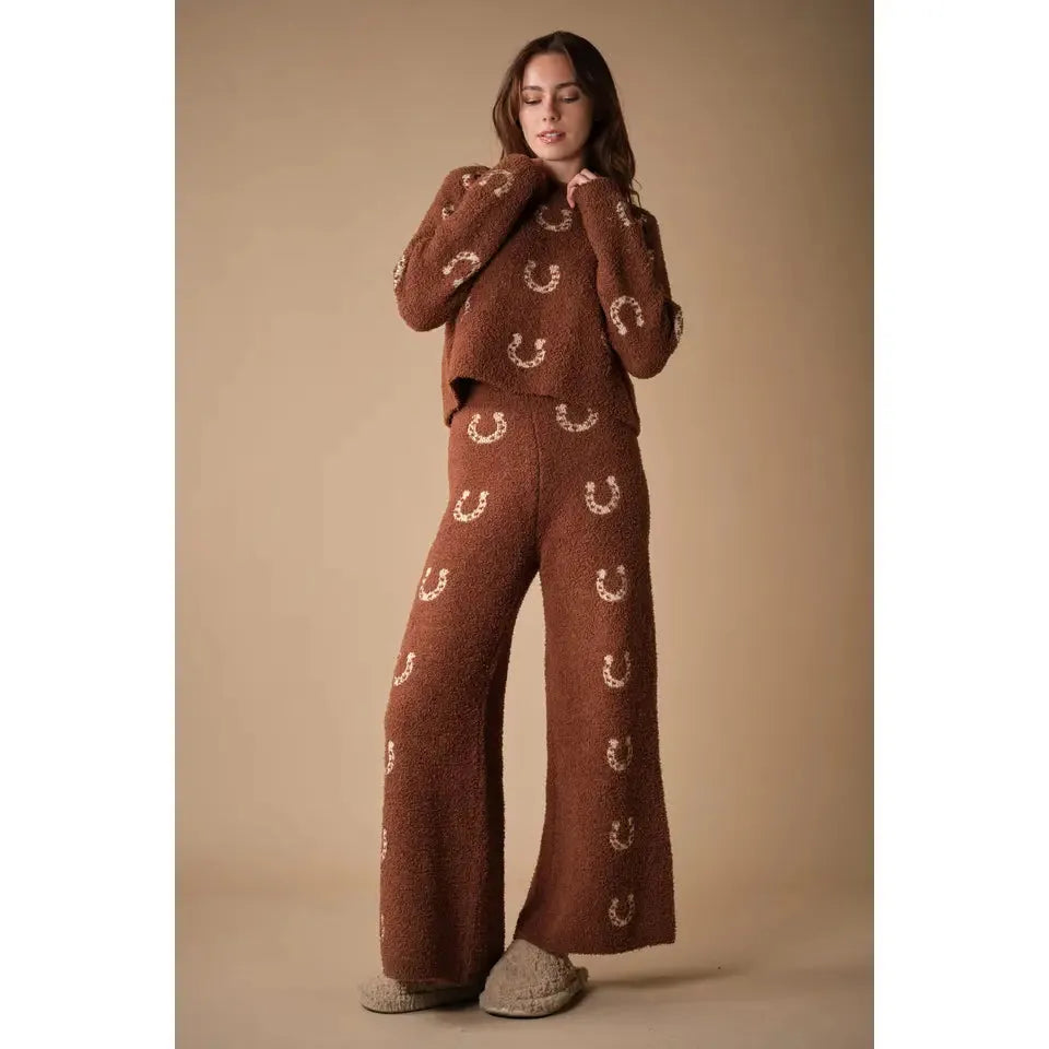 Blue B Women's Cozy Horseshoe Knit Set- Multiple Colours