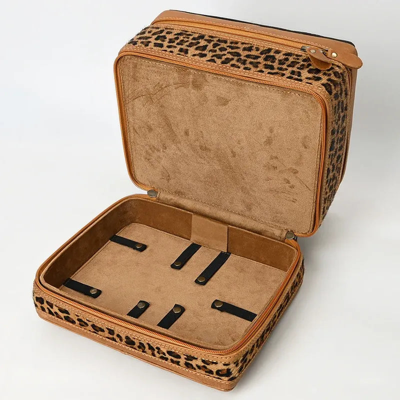 American Darling Hair On Cowhide Floral Carved Jewellry Case