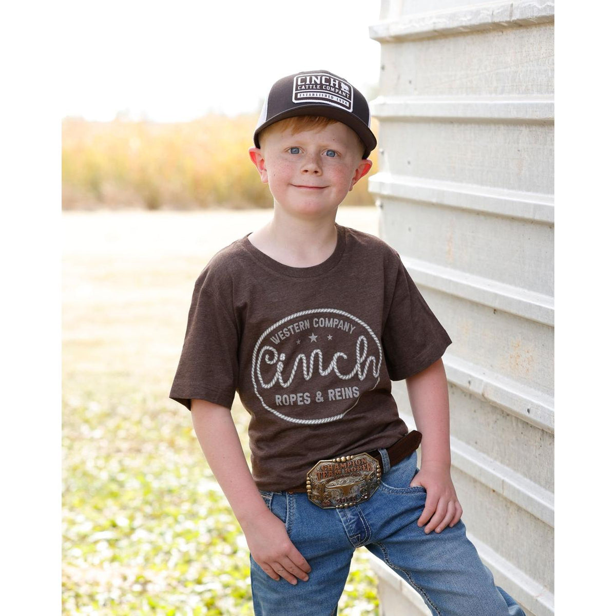 Cinch Boy's Short Sleeve Tee Shirt - Brown