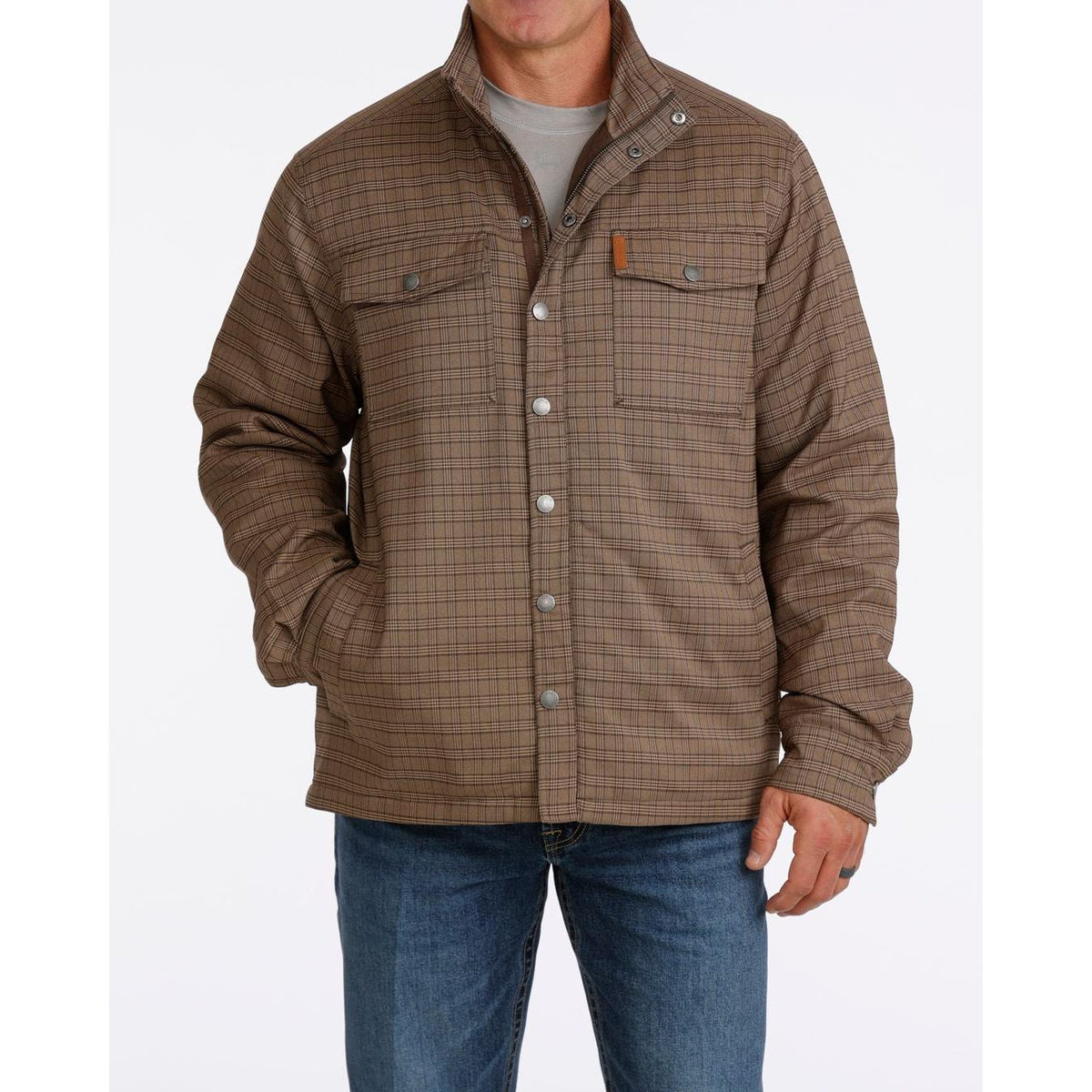 Cinch Men's CC Plaid Canvas Trucker Shirt Jacket - Brown