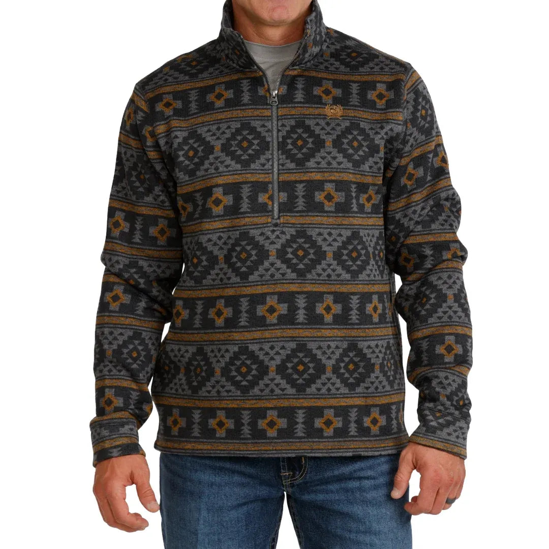 Cinch Men's Aztec 1/2 Zip Pullover- Charcoal