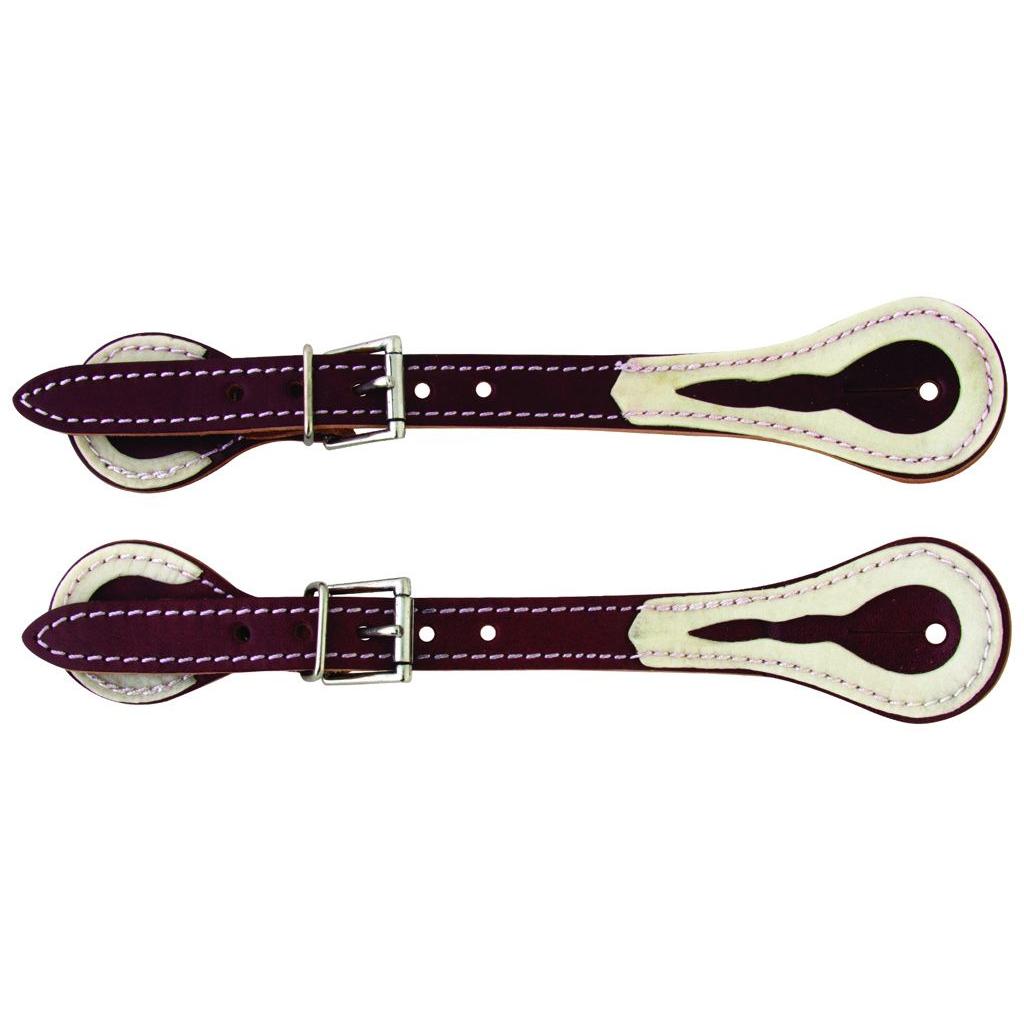 Aime Imports Leather Spur Straps - Burgundy