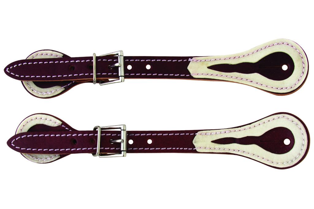 Aime Imports Leather Spur Straps - Burgundy