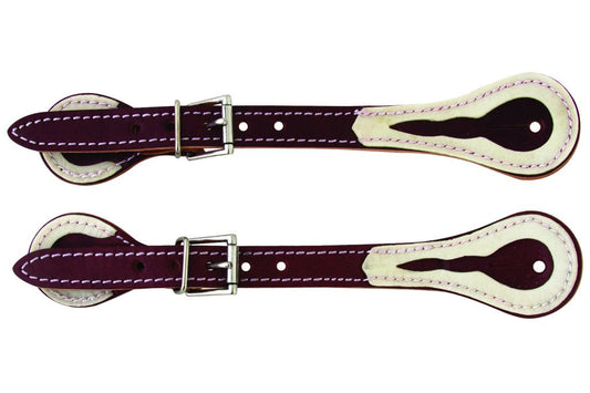 Aime Imports Leather Spur Straps - Burgundy
