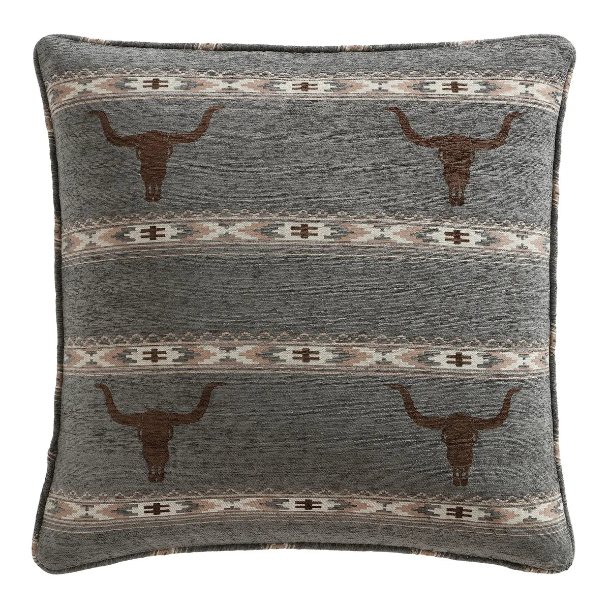 Hi End Accents Chisholm Longhorn Jacquard Sham-Canyon Smoke
