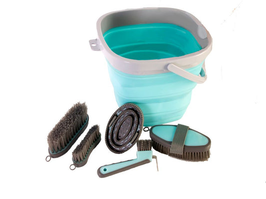 Aime 10 L Collapsible Bucket Set w/ Grooming Set - Multiple Colours