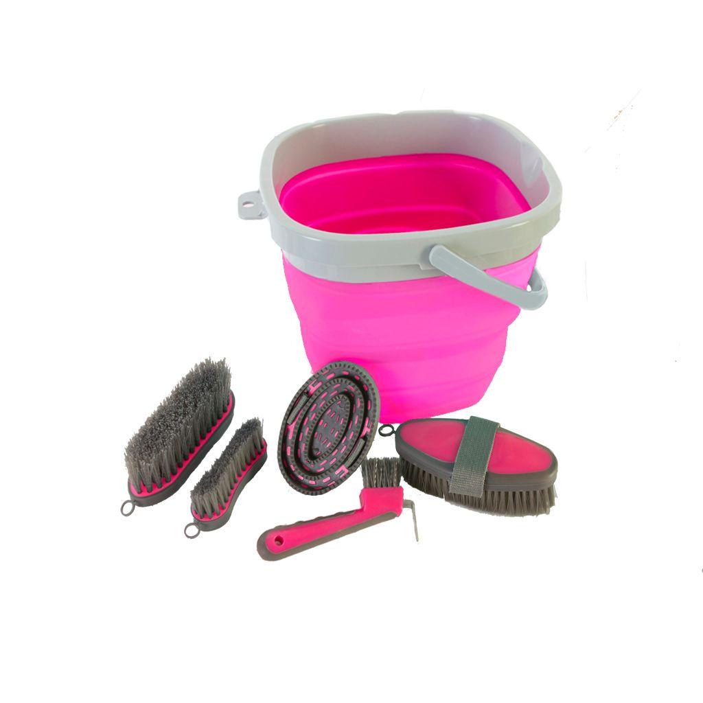 Aime 10 L Collapsible Bucket Set w/ Grooming Set - Multiple Colours