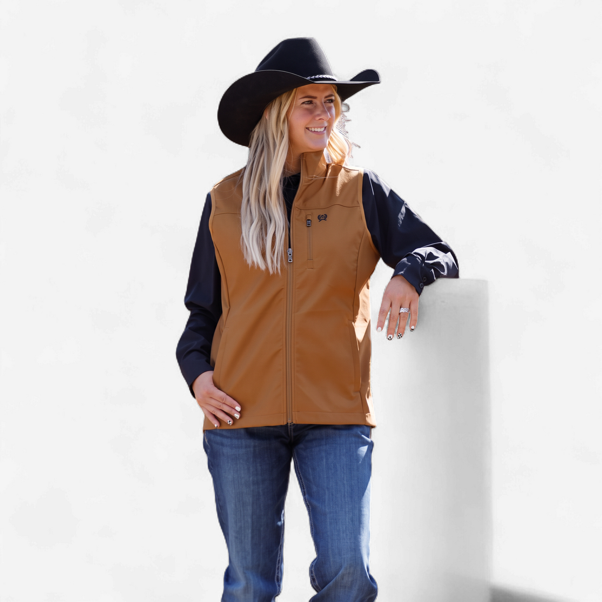 Cinch Women's Windproof Zip Vest- Brown