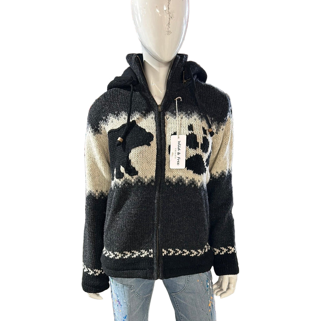 Wild &amp; Free Unisex Wool Bear Sweater - Black/Natural